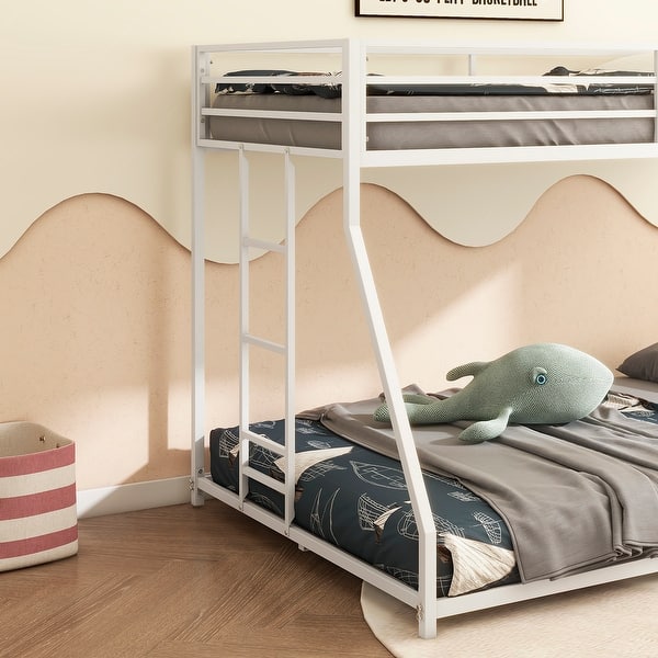 slide 2 of 9, Classic Square Metal Bunk Bed Frame,Twin over Full Metal Bunk