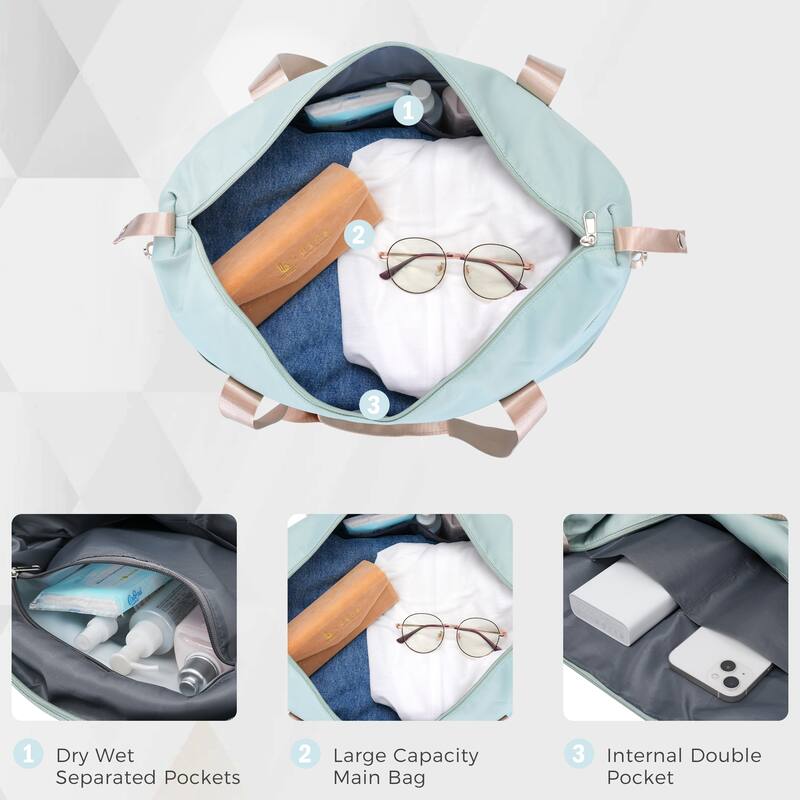 Luggage Sets 4 Piece, ABS Durable Suitcase with Travel Bag