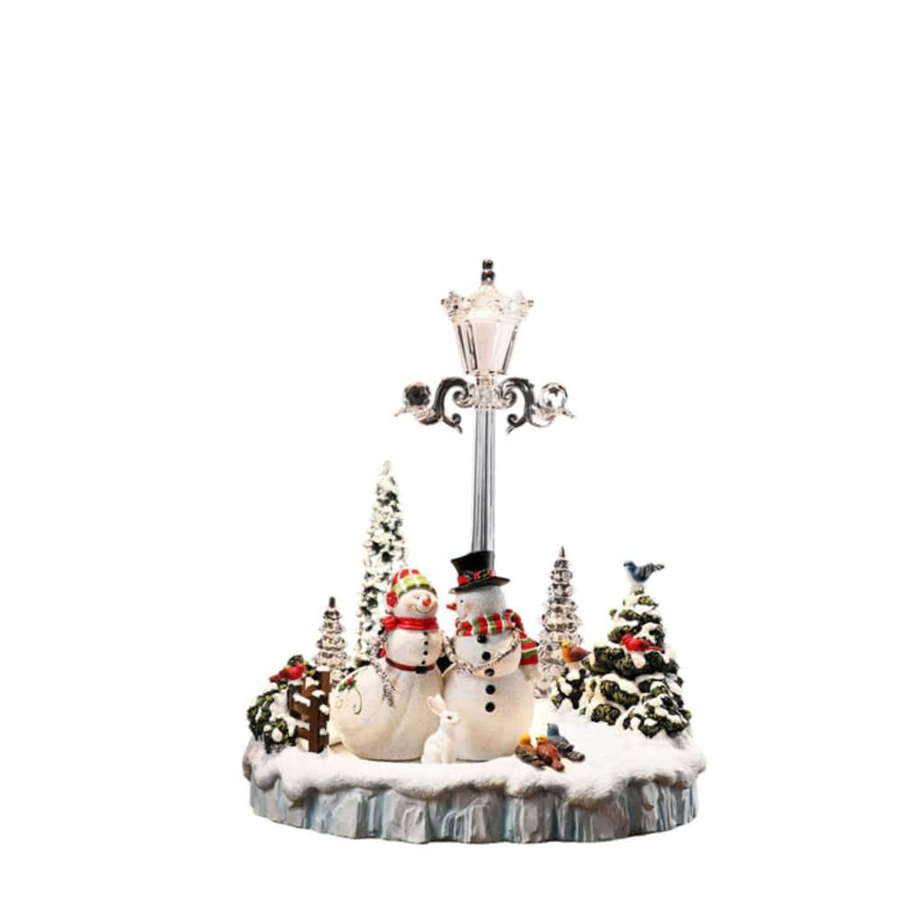 LED Lighted Street Lamp with Snowman Christmas Tabletop Decorations - 12.25" - Set of 2
