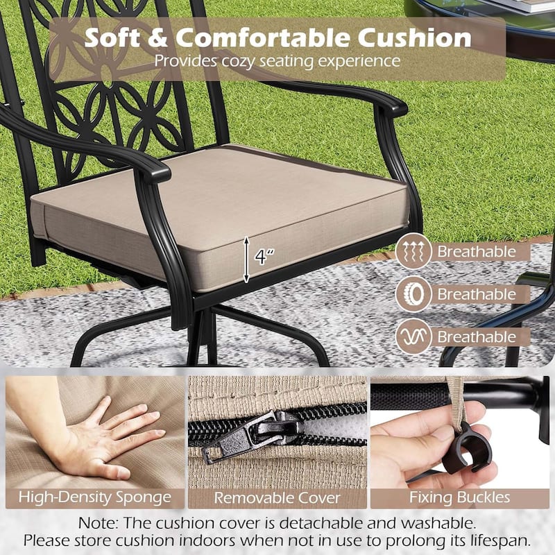 2/4PCS Outdoor Swivel Bar Stools Counter Height Bar Chairs w/ Cushions
