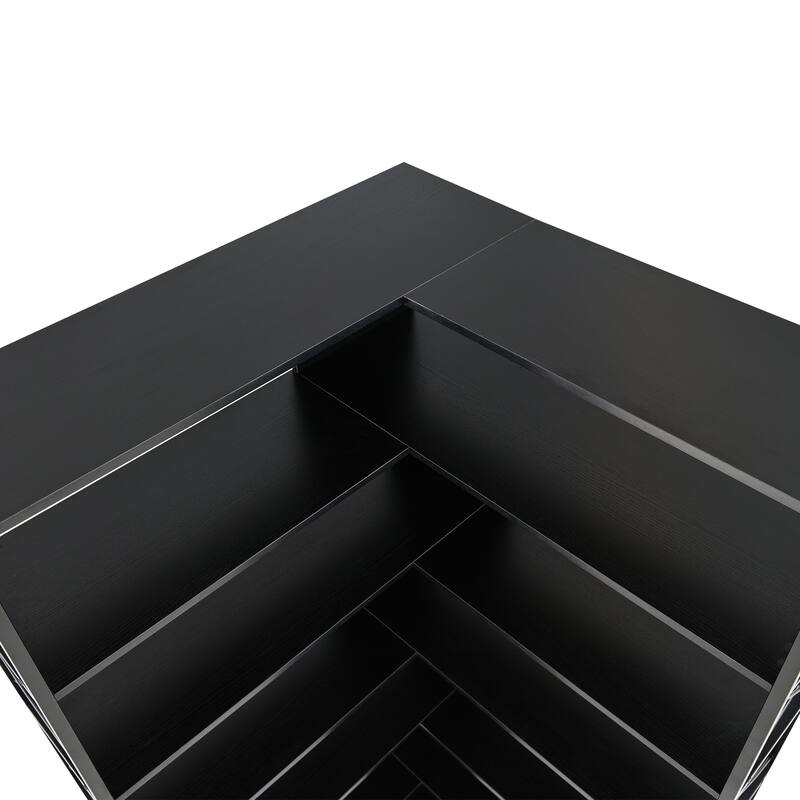 Industrial 7-Tier L-Shaped Corner Bookcase Home Office Bookshelf