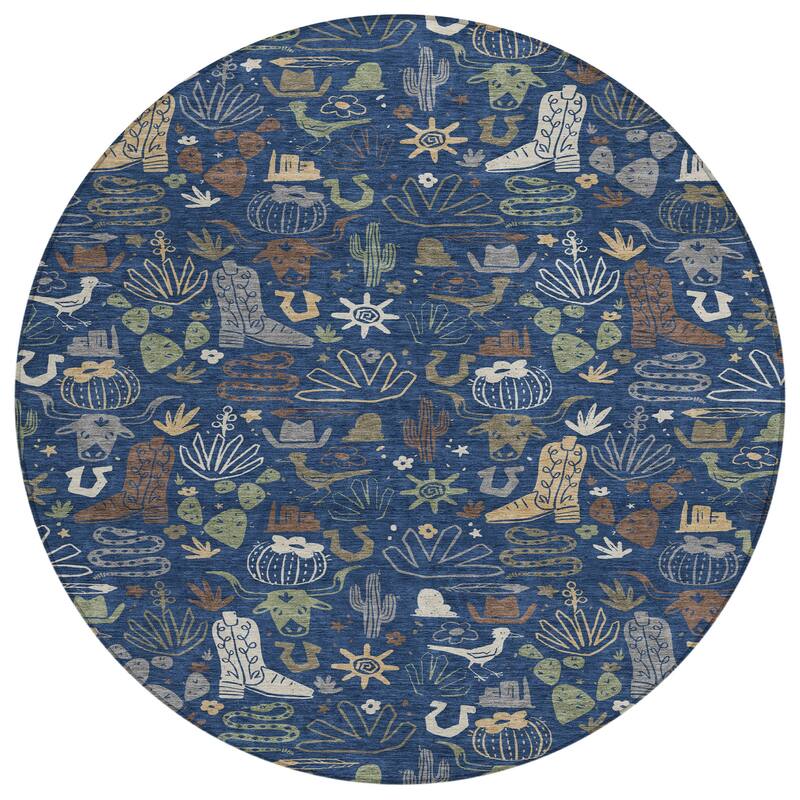 Machine Washable Indoor/ Outdoor Modern Ranch Chantille Rug