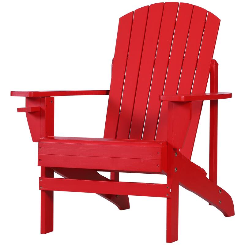 Outsunny Oversized Fir Wood Adirondack Chair with Cup Holder