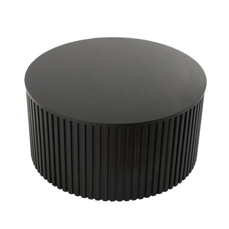 Wood Handmade Ribbed Coffee Table with Slatted Base - Brown or Black - Roche River Decor