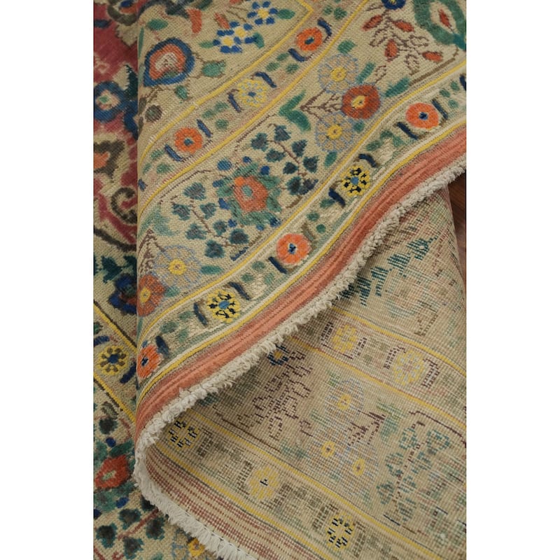 Hand Knotted Oriental 100% Wool Carpet Traditional Floral Pink Tabriz Area Rug - 6' 11'' X 4' 3''