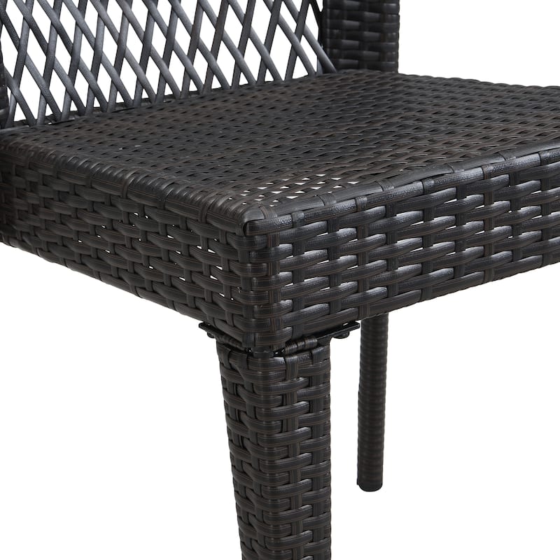 Outdoor Dining Chairs Set of 2, Stackable Chairs with UV-Resistant PE Rattan and Steel Frame