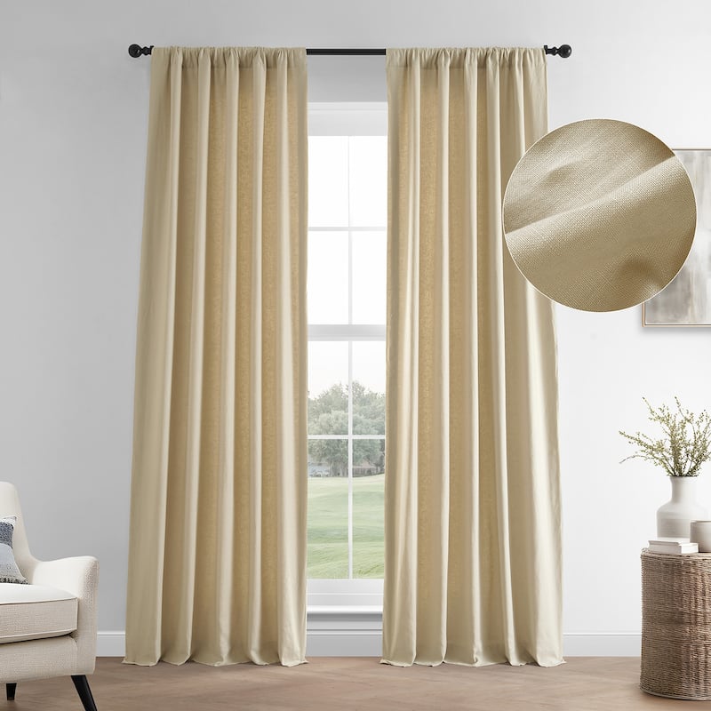 Exclusive Fabrics French Linen Room Darkening Curtains Panel - Elegant luxurious Drapes (1 Panel) - 50 X 108 - Walnut Beige