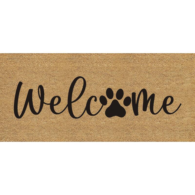 22 in. x 10 in. Welcome Paw Print Flocked Coir Sassafras Switch Mat