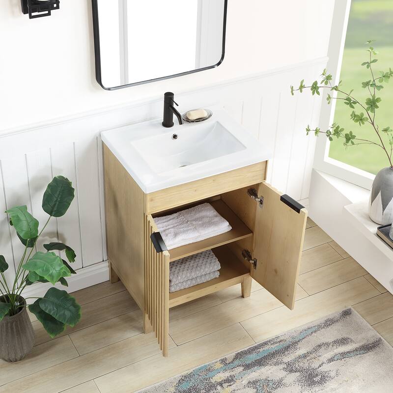 Palos Single Bath Vanity with Ceramic Basin Top without Mirror