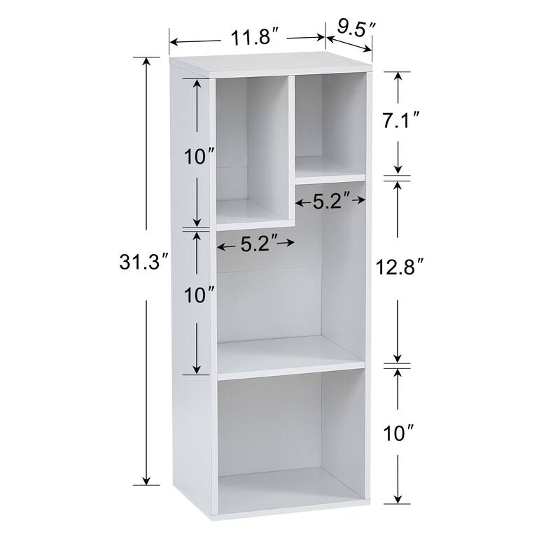 Javlergo Set of 2 Modern 4-Tier Bookshelves Asymmetric Storage Shelf Horizontal or Vertical Bookcase for Living Room Bedroom