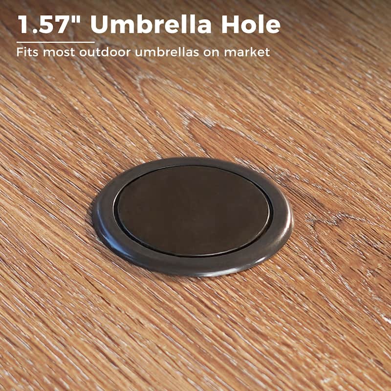 MAISON ARTS 5 Pieces Patio Dining Set, 4 Sling Dining Swivel Chairs and 37" Square Metal Table with Wood-Like Top