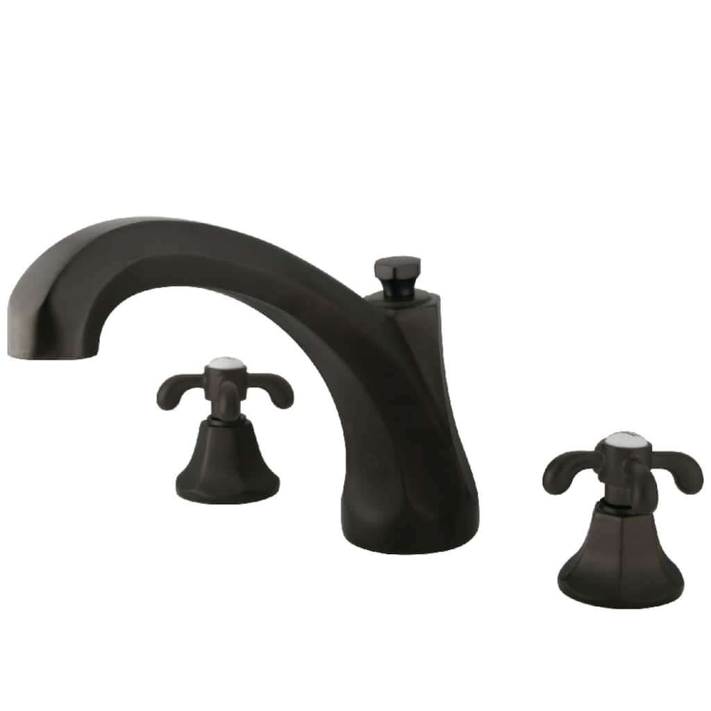Kingston Brass Vintage Deck Mounted Roman Tub Filler with Cross