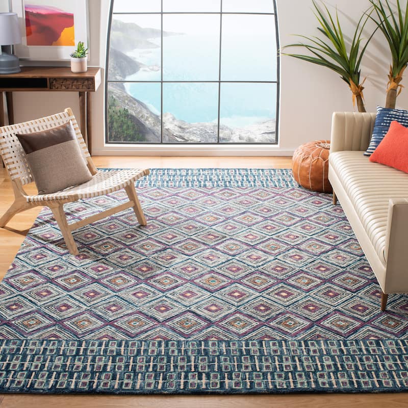SAFAVIEH Handmade Aspen Lakshmi Bohemian & Eclectic Tribal Wool - 8' x 10' - Blue/Red - Runner/Rectangle