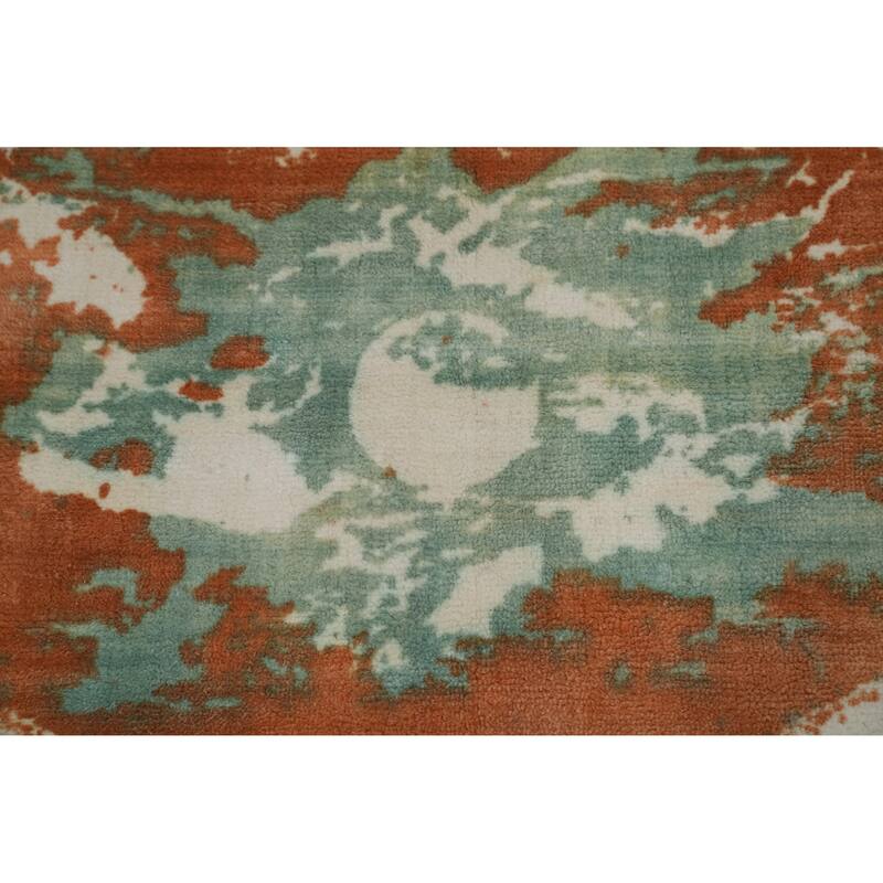 Hand-knotted Modern Silk Orange Abstract Oriental Area Rug - 5' 9'' X 4' 0''