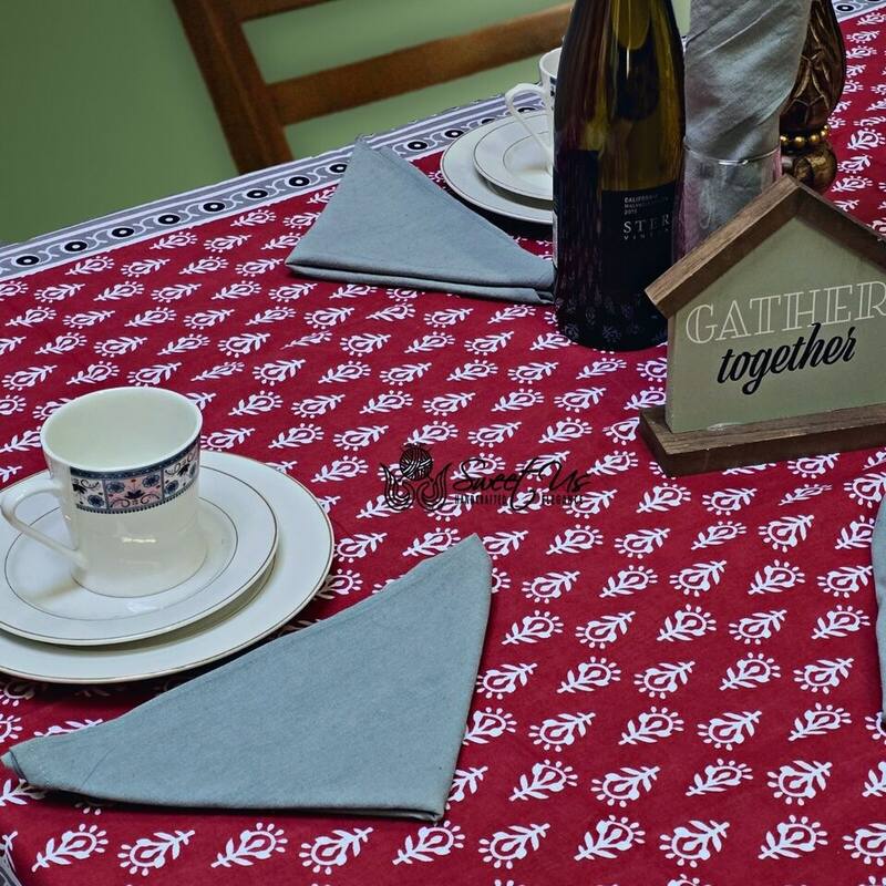 Calla Paisley Floral Cotton Tablecloth Rectangle