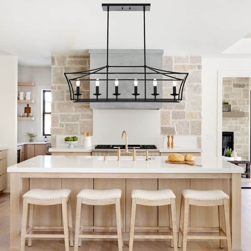 6-Light Black Linear Farmhouse Chandelier
