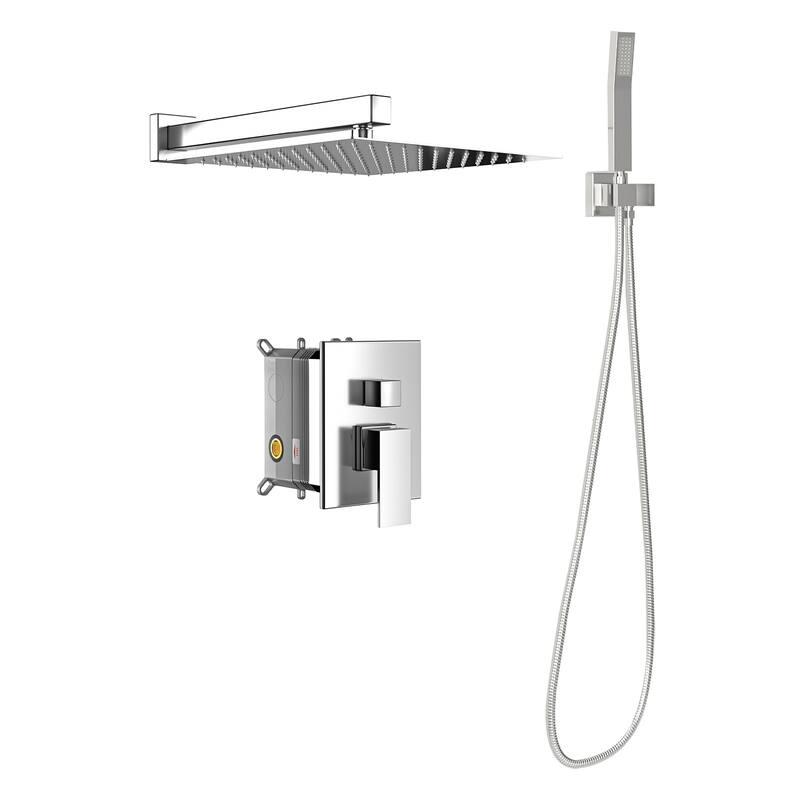 Topcraft 10-Inch Wall Mounted Square Shower System with Rough-in Valve - 10*10 - Brushed Nickel