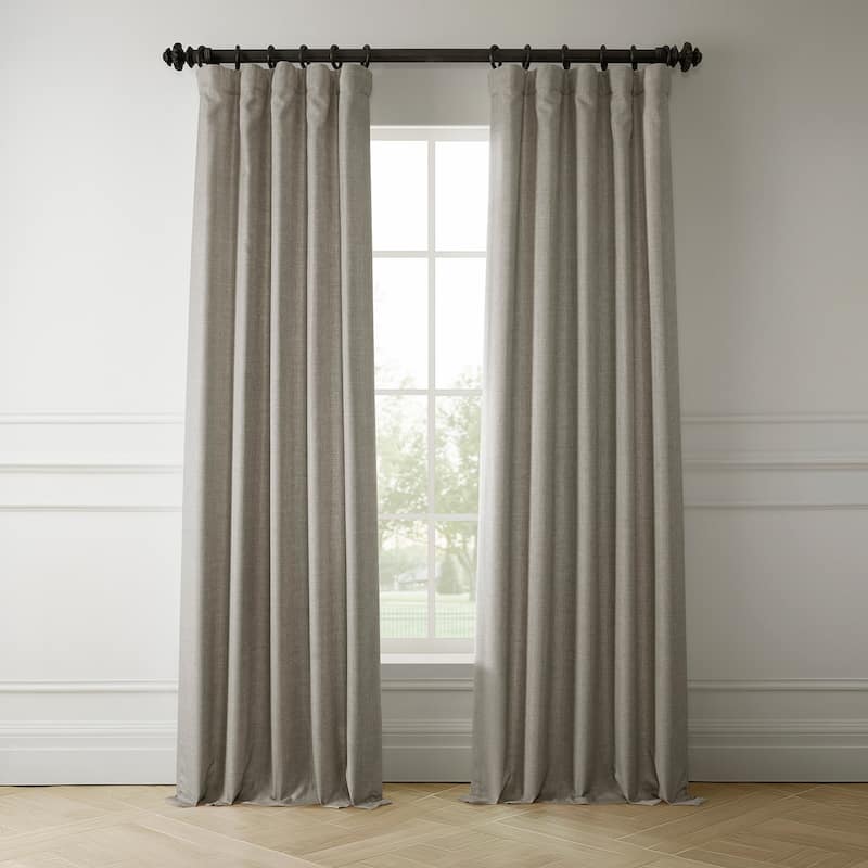 Exclusive Fabrics Italian Faux Linen Room Darkening Curtains for Bedroom & Living Room Curtains - Single Panel Window Curtains - 50 X 108 - Taupe Grey