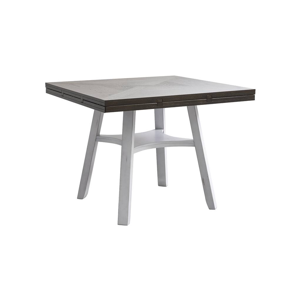 Ashley Furniture Postenbrook White/Brown Round Drop Leaf Counter Table - 65"W x 65"D x 36"H