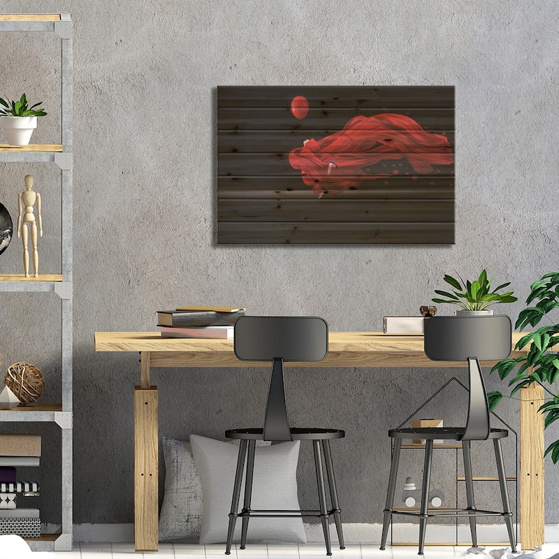 Dancing With The Balloon Print On Wood by Sulaiman Almawash - Multi-Color