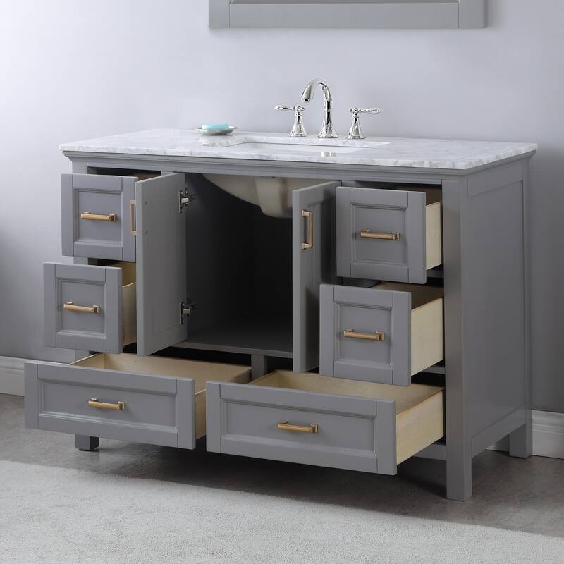 Altair Isla Single Bathroom Vanity Set and Aosta White Countertop with Mirror