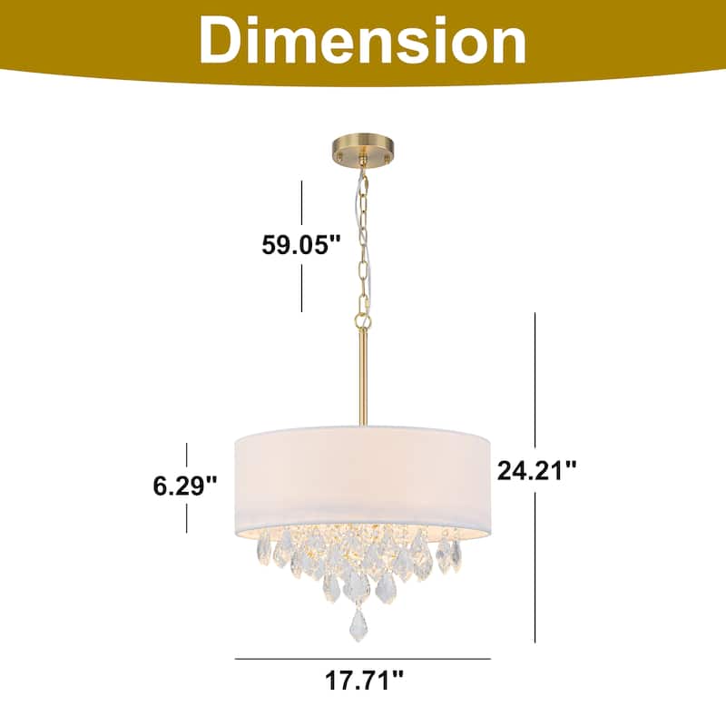 Starsky 5-Light Fabric Drum Chandelier with Crystal Accent