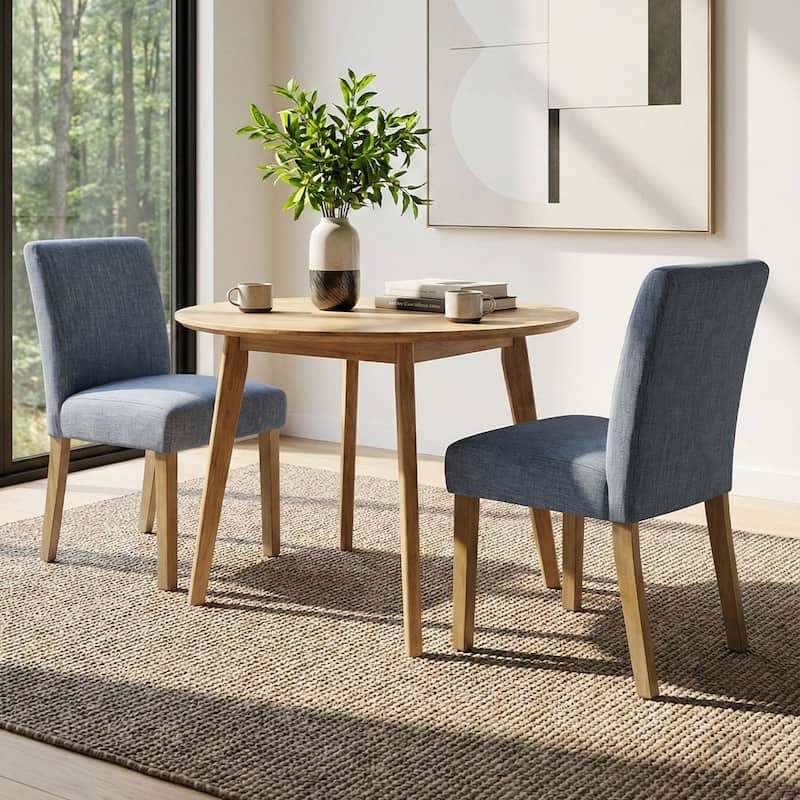 Linen Upholstered Solid Wood Dining Chair (Set of 2)