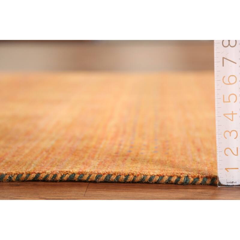 Orange Tribal Gabbeh Indian Area Rug Hand-Knotted Wool Carpet - 5'0" x 7'7"