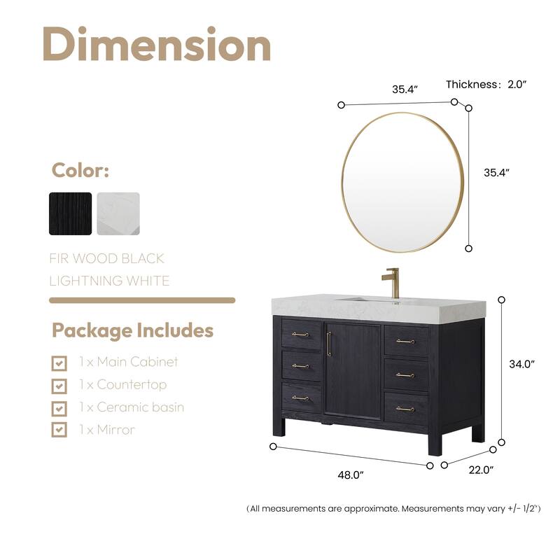 Leon 48 in. Single Bathroom Vanity with Composite Stone Top