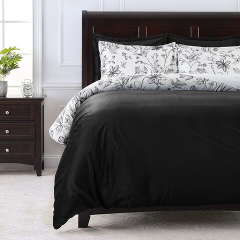 Chanasya Reversible Microfiber Velvet Floral 5-Piece Duvet Cover Set