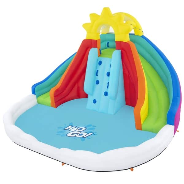 slide 2 of 5, H20GO Let It Rain Inflatable Mega Water Park W/ Extra Large Splash Pool