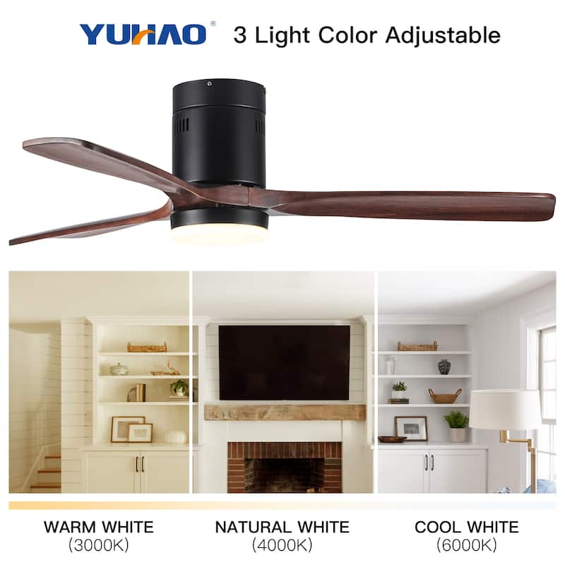 52" Intergrated LED Ceiling Fan Lighting with Solid Wood Blade