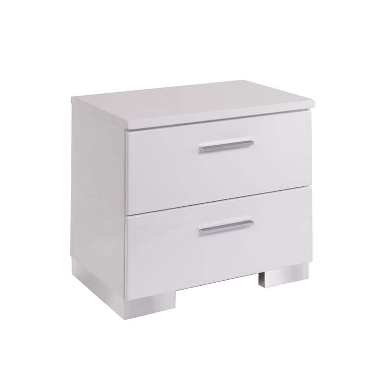 2 Drawers Nightstand with Chrome Legs
