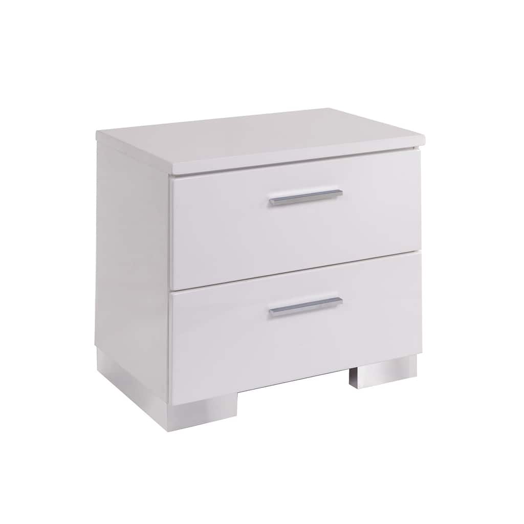 2 Drawers Nightstand with Chrome Legs