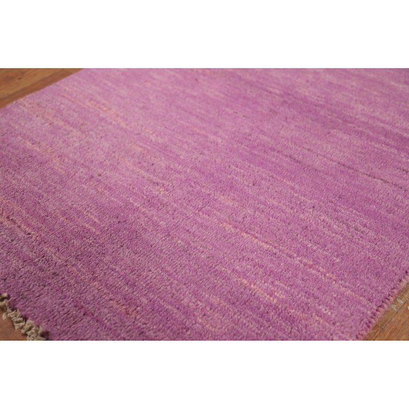 Purple Gabbeh Oriental Foyer Rug Hand-Knotted Wool Carpet - 2'0"x 3'2"