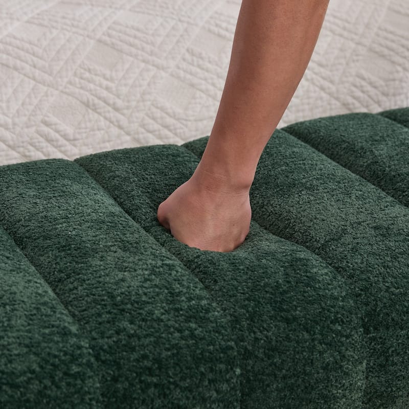 69.7" Chenille Upholstered End of Bed Bench, Modern Armless Curved Long Ottoman for Bedroom or Entryway