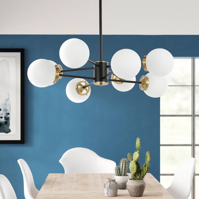 GetLedel 8-Light Dimmable Sputnik Chandelier with Glass Globe Shades