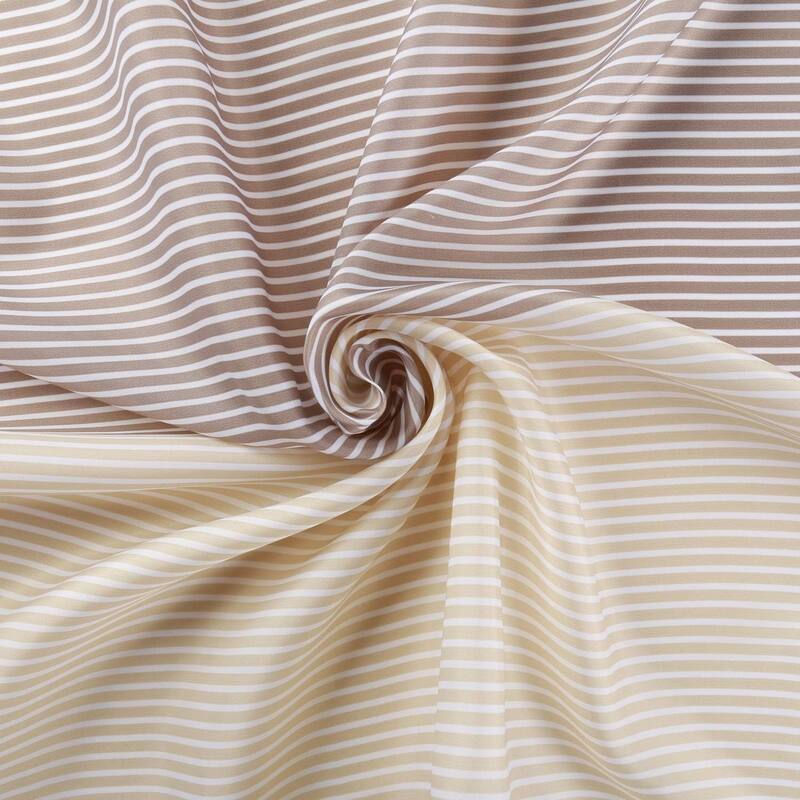 Gold Brown White Stripes Fabric Shower Curtain, 36" W×72" H Inch