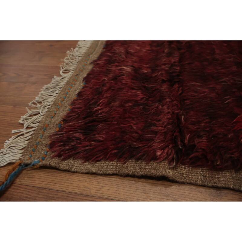 Hand Knotted Oriental 100% Wool Carpet Modern Tribal Red Moroccan Area Rug - 12' 1'' X 8' 11''