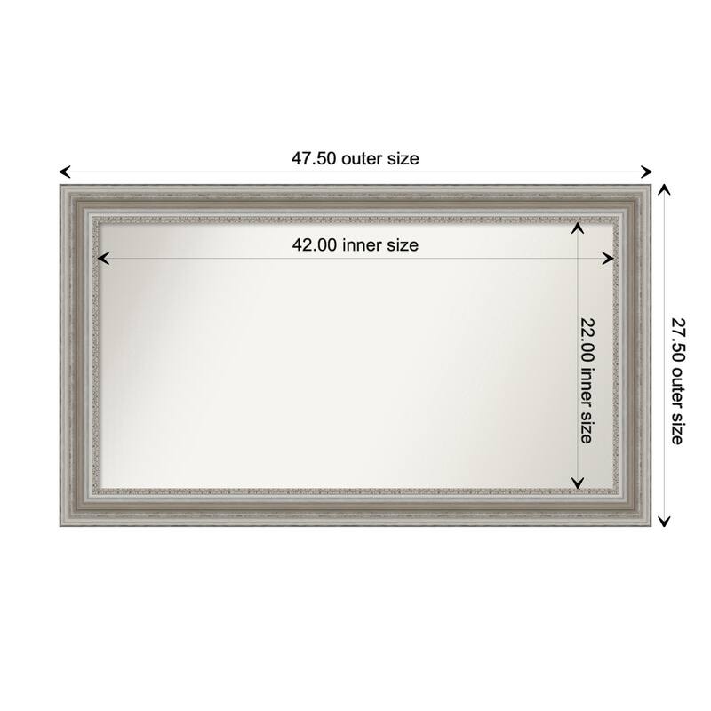 Parlor Silver Framed Non-Beveled Custom Wall Mirror, Bathroom Vanity Mirror - Outer Size: 47.5 x 27.5