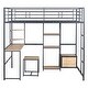 preview thumbnail 10 of 38, Full Size Metal Loft Bed with Bulit-in Desk and Stool, Heavy Duty Loft Bedframe with Cabinet and Open Storage Shelves for Kids