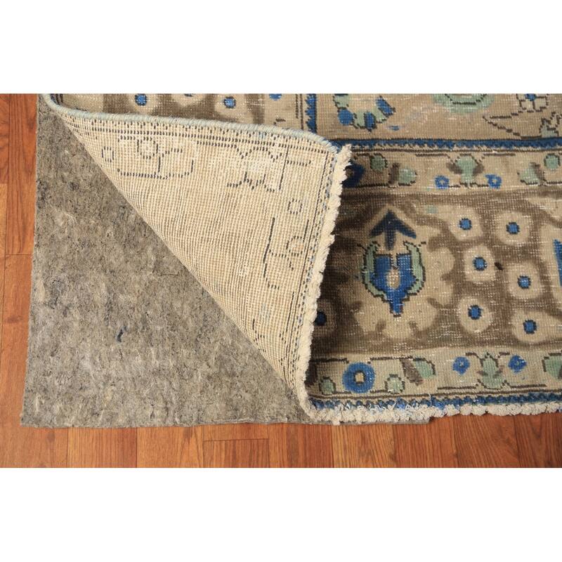 Blue Floral Tabriz Persian Area Rug Oriental Hand-Knotted Wool Carpet - 9'8"x 13'0"
