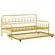 preview thumbnail 1 of 4, Twin Size Metal Daybed w/Trundle Sofa Bed Lockable Wheels Golden