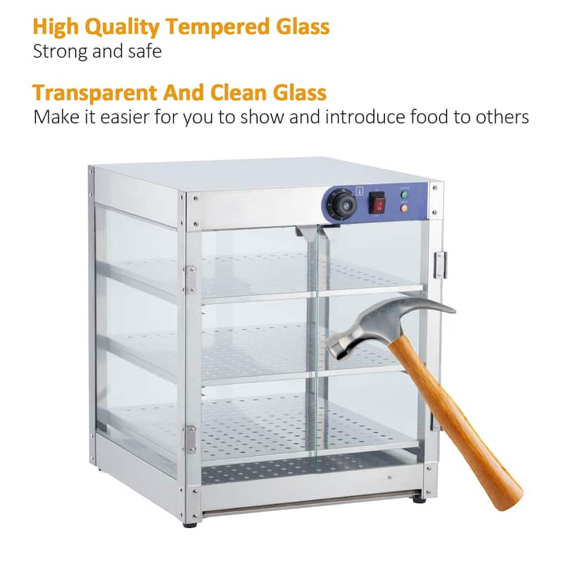 Commercial Food Warmer Display Cabinet with 3D Heating