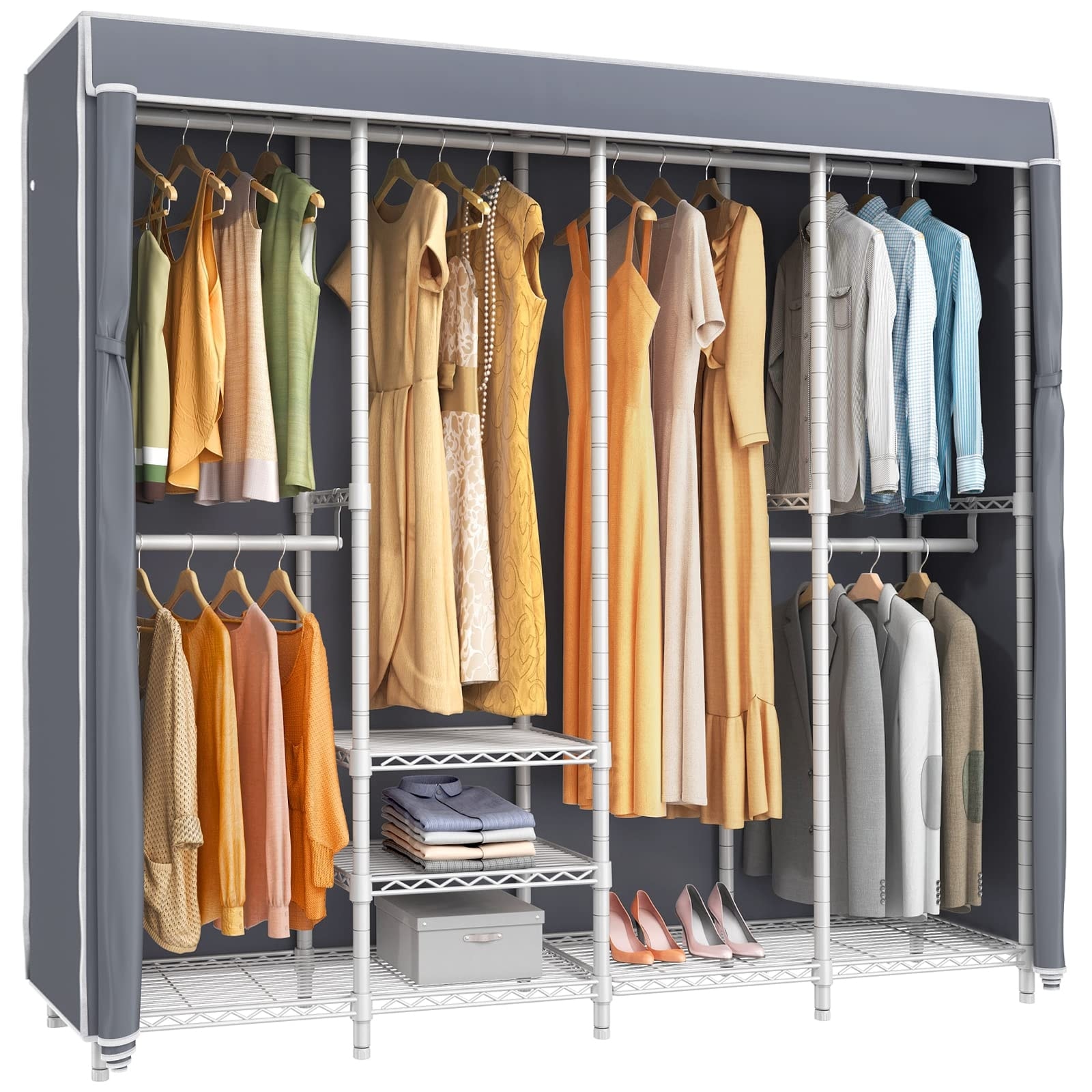Covered Garment Rack Heavy Duty Clothes Rack with Cover Freestanding Closet with Adjustable Shelves Portable Wardrobe Closet On Sale Bed Bath Beyond 38300852