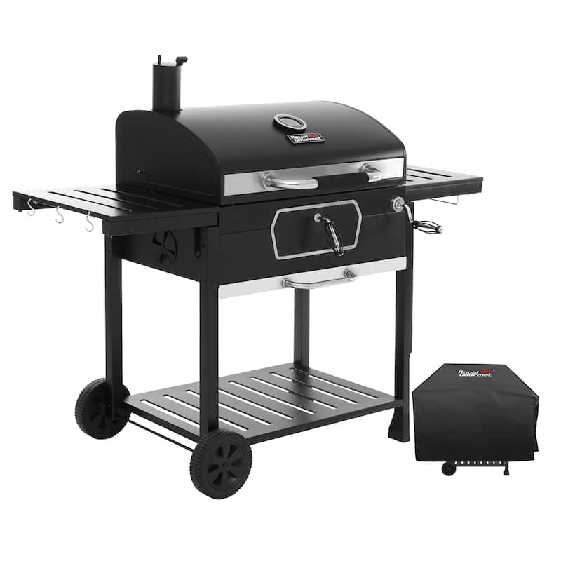 Royal Gourmet Deluxe 30-Inch Smoker Charcoal Grill with Cover,Black