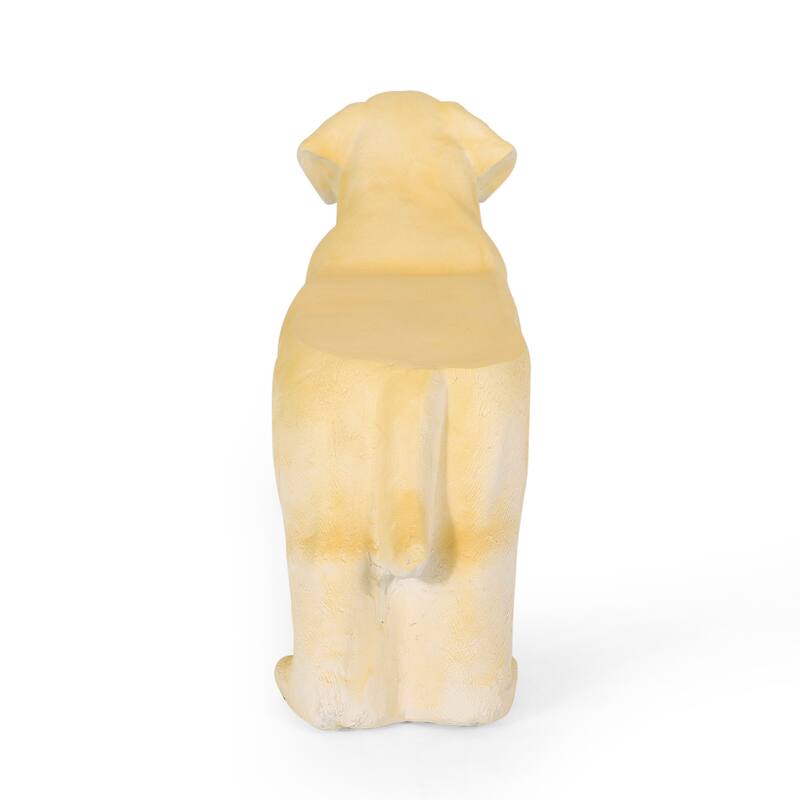 Roomfitters 31.5-Inch Yellow Labrador Outdoor Bench, Hand-Crafted Lightweight Concrete Garden Seat, Light Brown