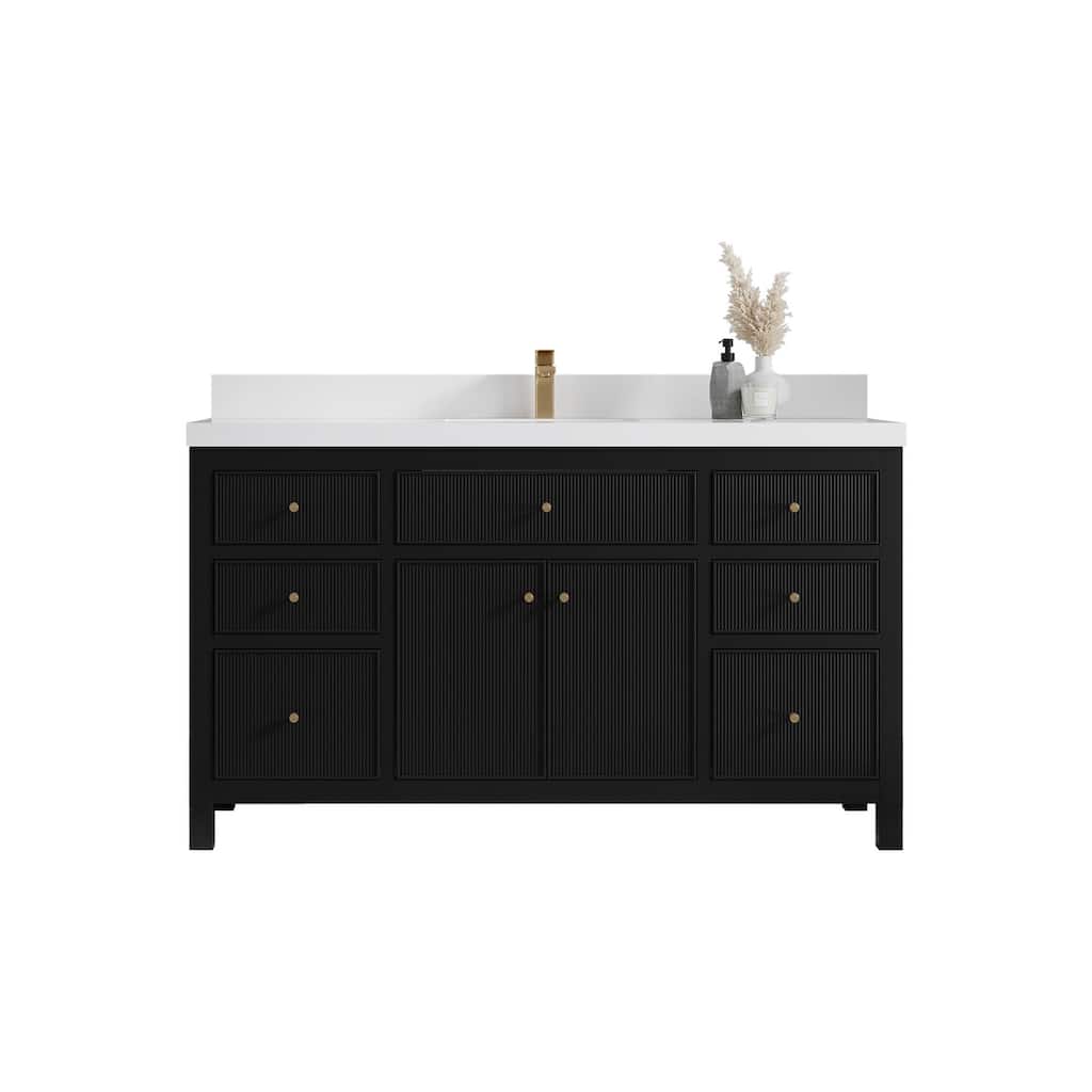 Willow Collections 60 in W x 22 in D Sonoma Free Standing Reeded Single Sink Bathroom Vanity with Countertop
