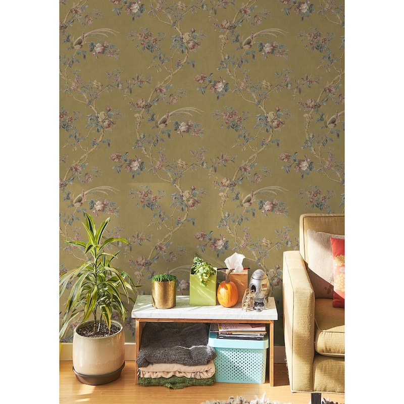 Seabrook Designs Habersham Floral Trail Unpasted Wallpaper