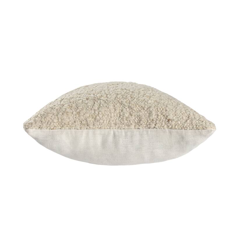 Handmade Boucle Wool Square Throw Pillow Cover - 24" - Cream